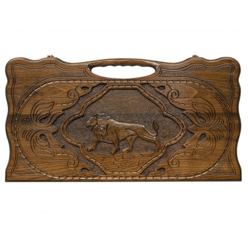 Нарды резные "Лев 3" с ручкой Нарды резные "Лев 3" с ручкой